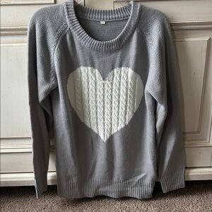 Gray Heart Sweater